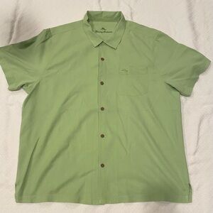 Tommy Bahama Shirt Mens XXL/TTG Button Up Short Sleeve Silk Blend LIME GREEN